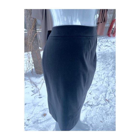 Lafayette 148 Black Pencil Skirt A-Line Virgin Wool Double Pleat Hem Business 12 - Picture 3 of 10